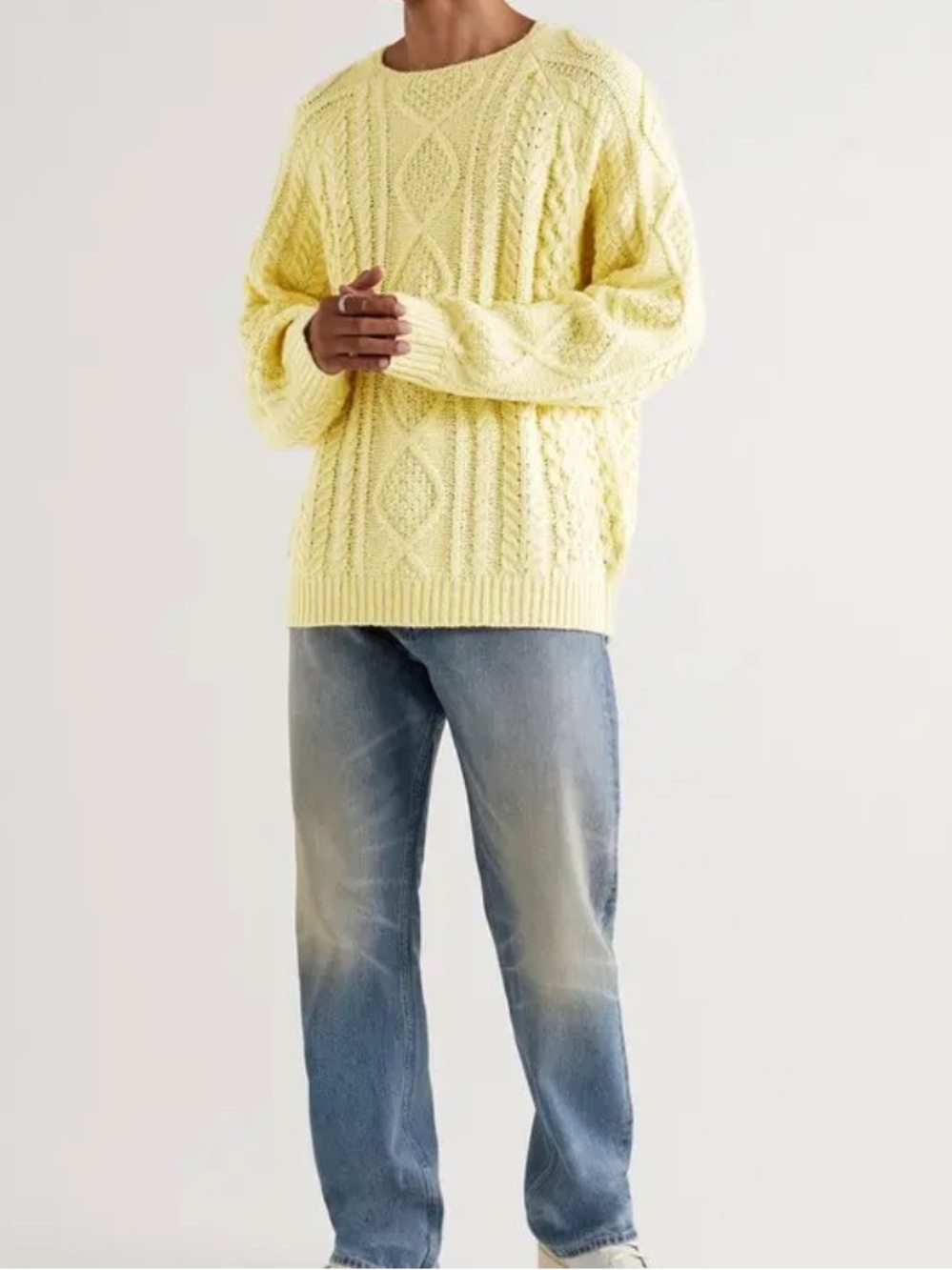 Essentials Fear of God Chunky Cable Knit Crewneck Sweater - Yellow